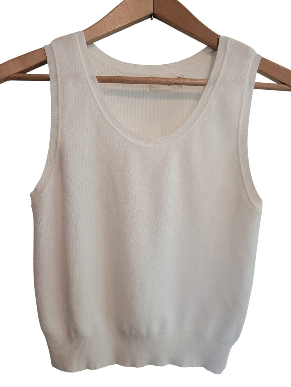 Dreamers by Debut Ribbed White  minimalist Knit Sweater Tank Top Size M/L